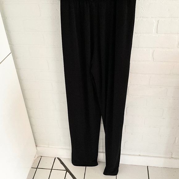 Karen Kane Maxi Jumpsuit Black Wide leg Draped surplice lined top Stretched Sz S - Picture 16 of 16